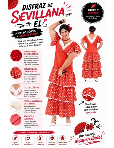 Fato Sevilhana Homem Tamanho L | Disfarces para Adultos O Rei do Carnaval